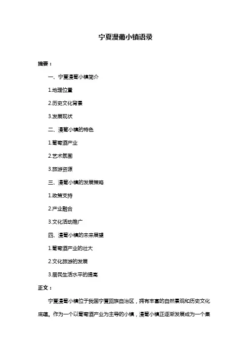 宁夏漫葡小镇语录