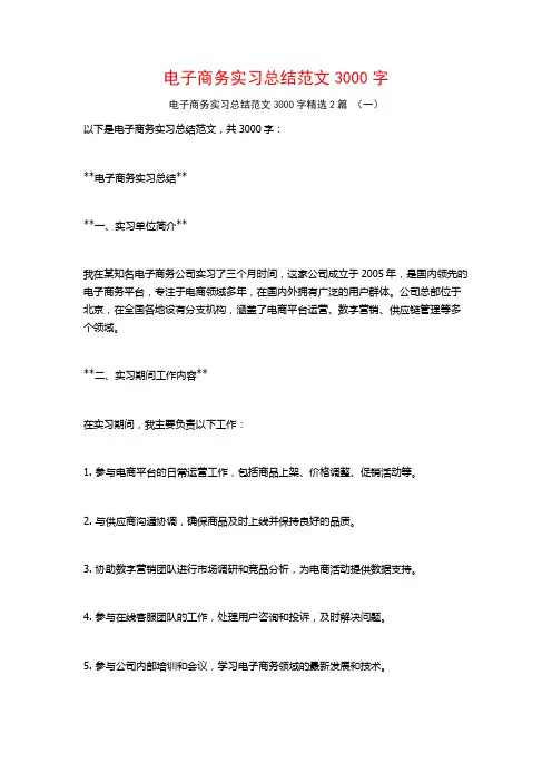 电子商务实习总结范文3000字2篇