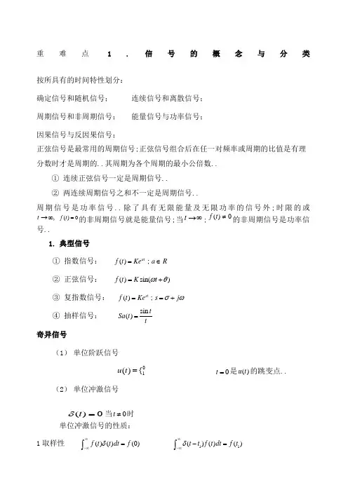 信与系统复习知识总结