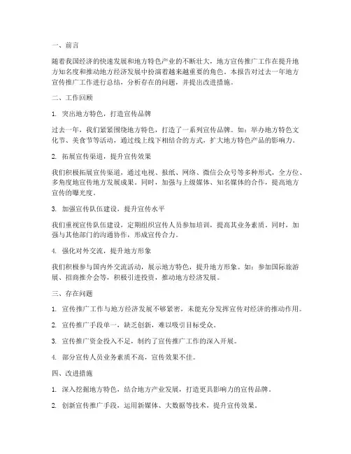 地方宣传推广工作总结报告