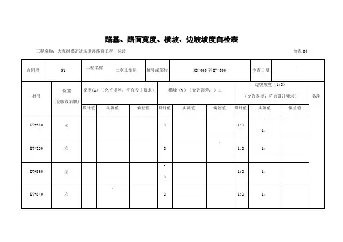 路基丶路面宽度丶横坡丶边坡坡度自检表