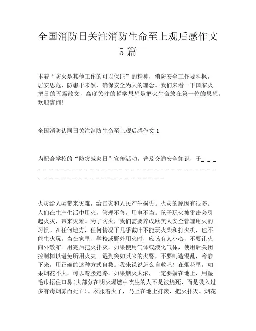 全国消防日关注消防生命至上观后感作文5篇