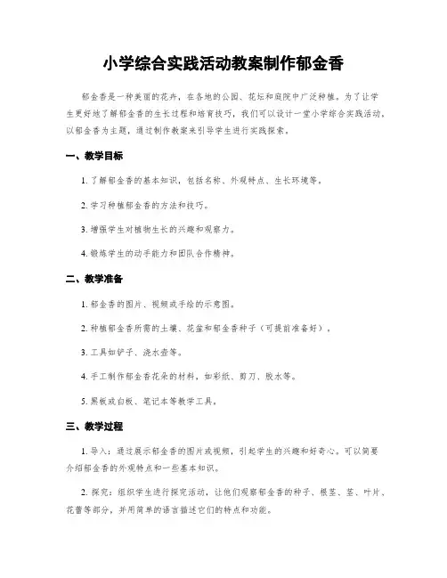 小学综合实践活动教案制作郁金香
