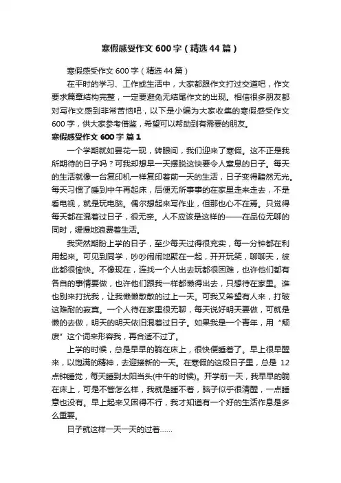 寒假感受作文600字（精选44篇）