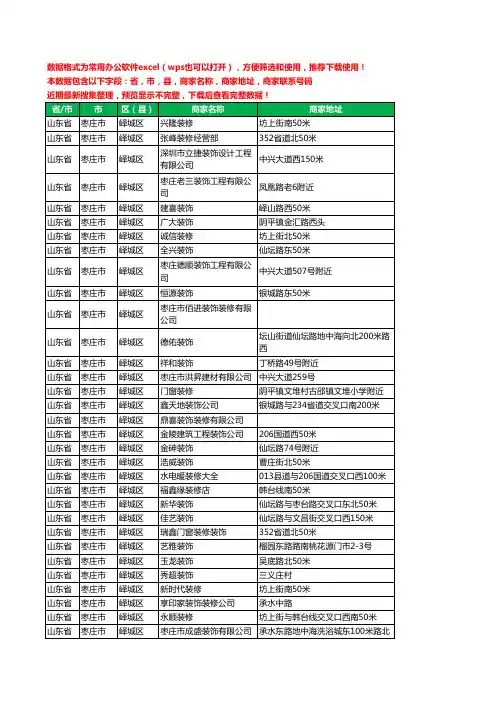 2020新版山东省枣庄市峄城区装修公司工商企业公司商家名录名单联系电话号码地址大全47家