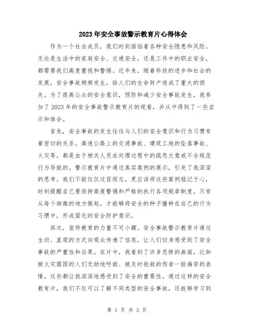 2023年安全事故警示教育片心得体会