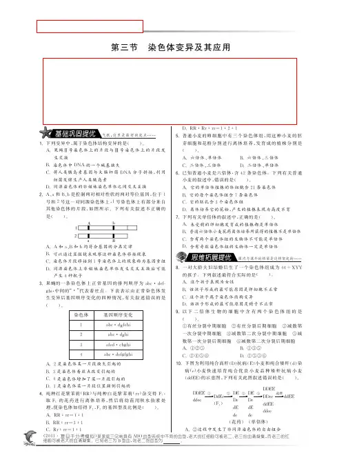 第三章第三节 染色体变异及其应用·高中生物国苏版必修2-特训班
