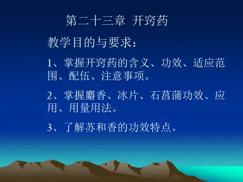 开窍药解析