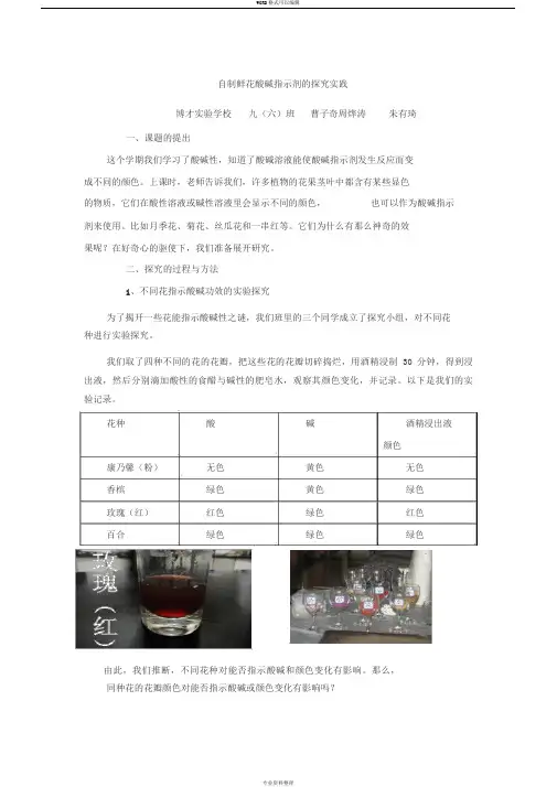 自制鲜花酸碱指示剂的探究实践