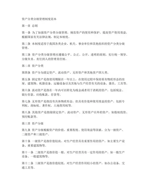 资产分类分级管理制度范本