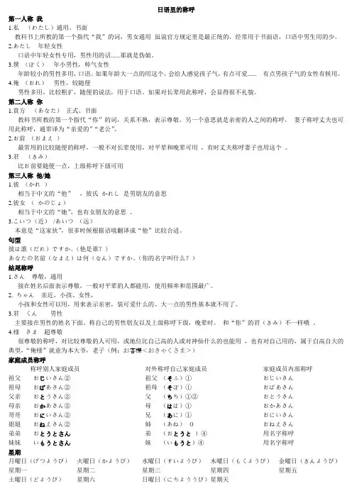 日语里的称呼