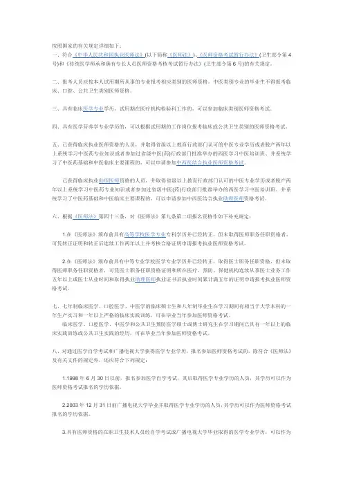 2015年执业医师报名资格