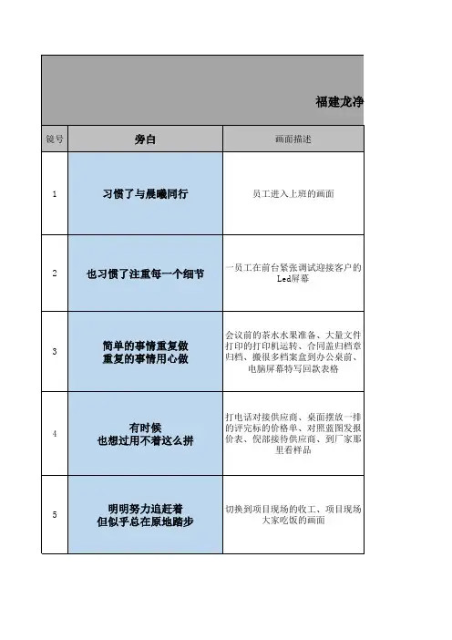 龙净环保 冶金事业部 十周年宣传视频制作脚本