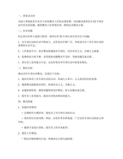 专项行动整改方案范文