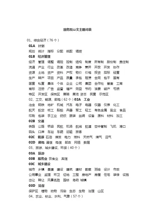 公文写作主题词参考