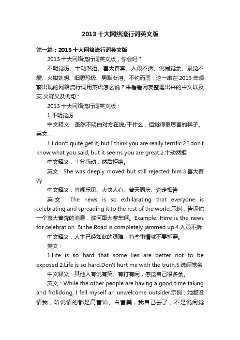 2013十大网络流行词英文版