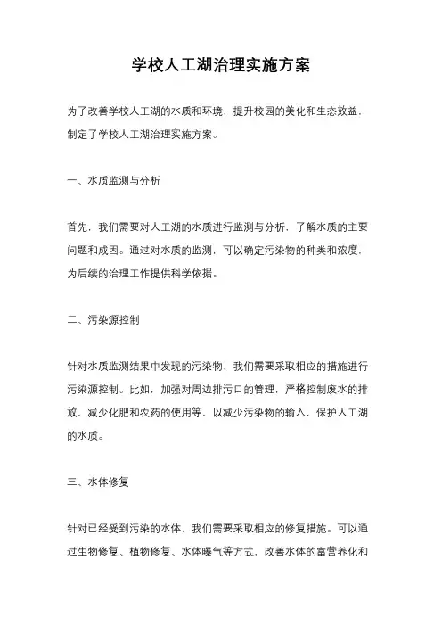 学校人工湖治理实施方案