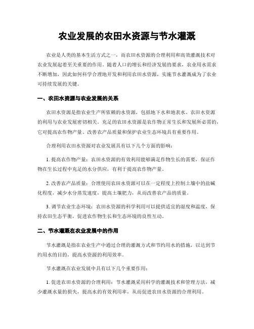 农业发展的农田水资源与节水灌溉