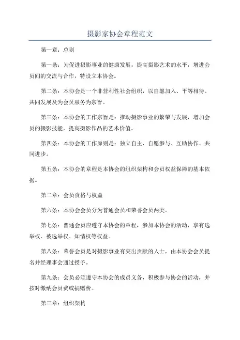 摄影家协会章程范文