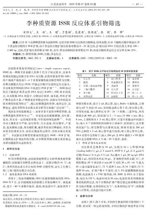 李种质资源ISSR反应体系引物筛选