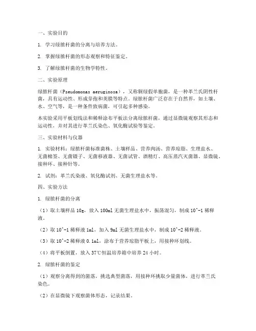 绿脓细菌菌实验报告