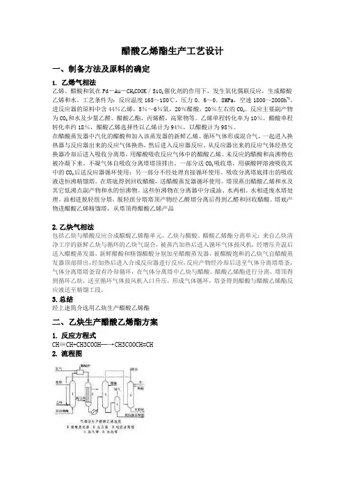 醋酸乙烯酯生产工艺设计