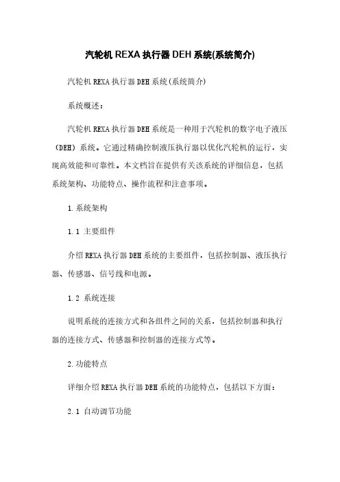 汽轮机REXA执行器DEH系统(系统简介)