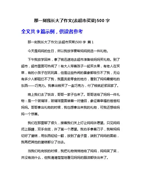 那一刻我长大了作文(去超市买菜)500字