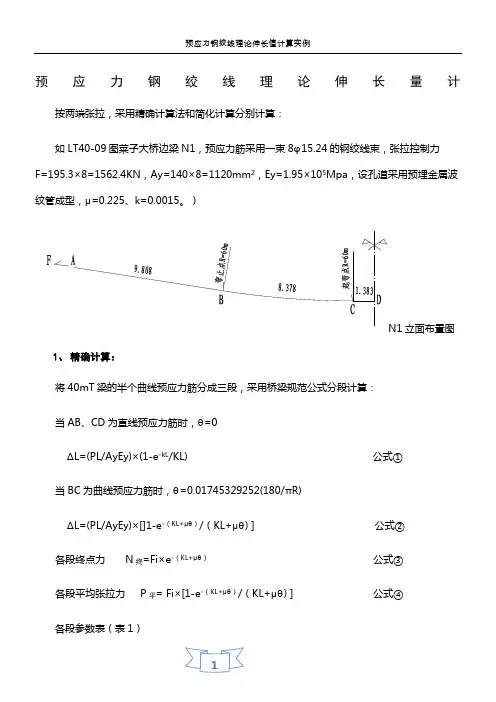 预应力钢绞线理论伸长量计算实例