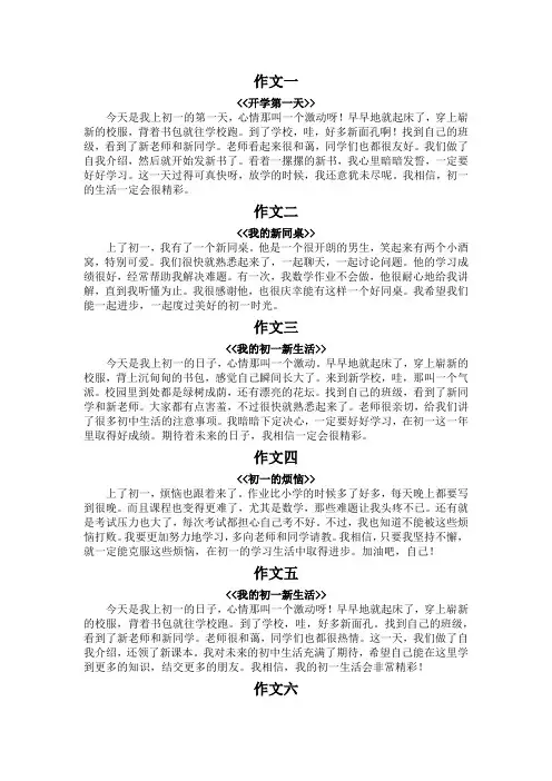 初一日记300字30篇