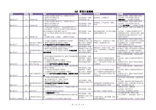 SAP常用的计划策略
