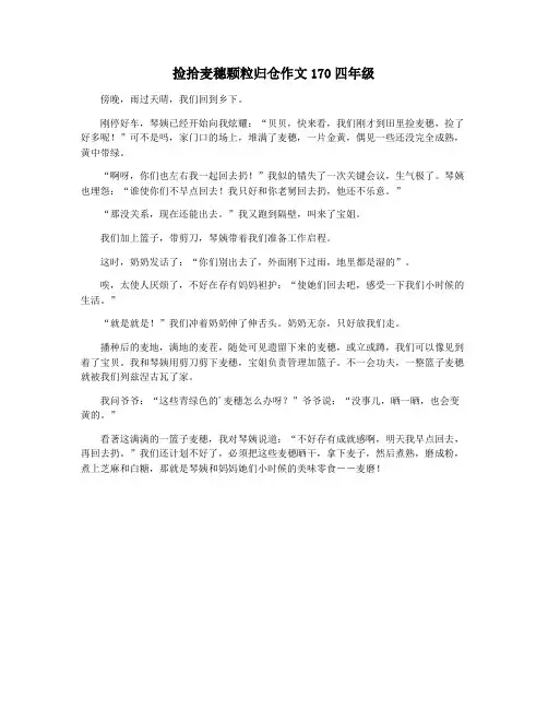 捡拾麦穗颗粒归仓作文170四年级