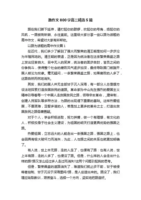 路作文800字高三精选5篇