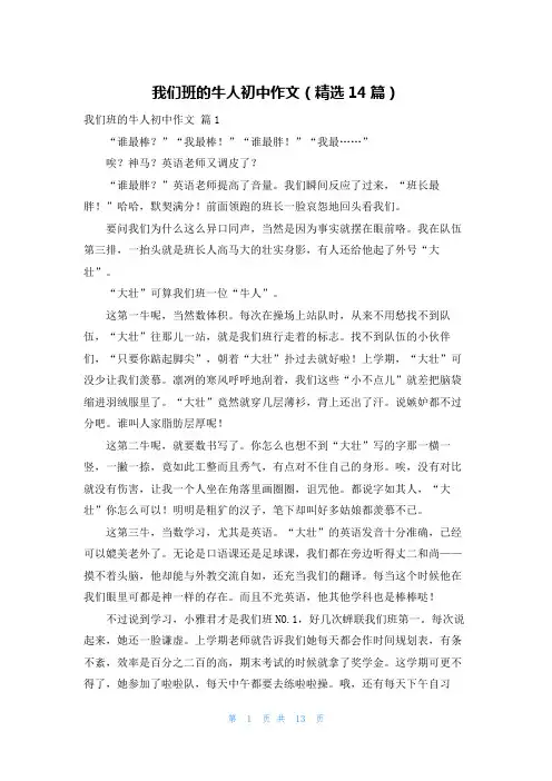 我们班的牛人初中作文（精选14篇）