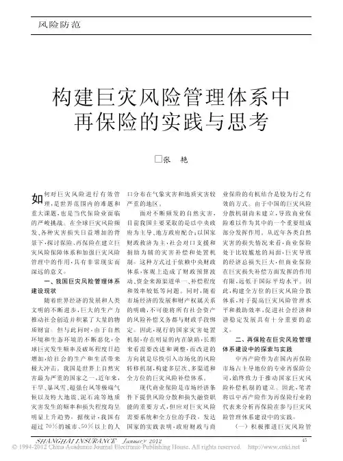 构建巨灾风险管理体系中再保险的实践与思考