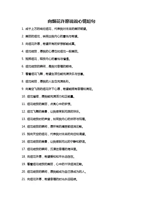 向烟花许愿说说心情短句
