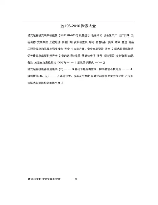 jgj196-2010附表大全
