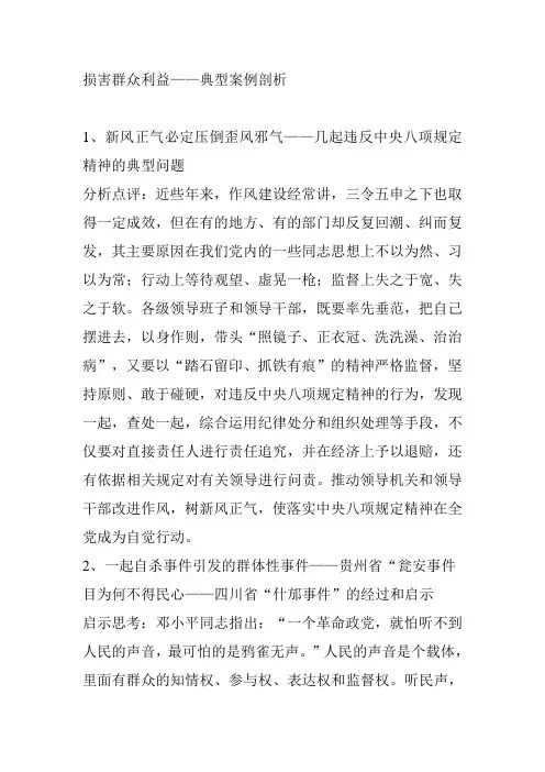 损害群众利益典型案例剖析