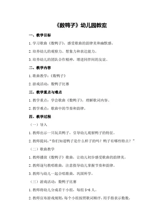 《数鸭子》幼儿园教案