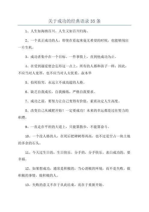 关于成功的经典语录35条