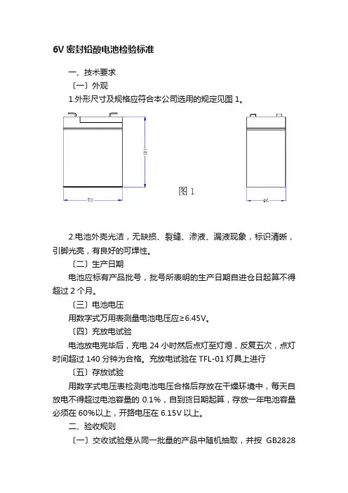 6V密封铅酸电池检验标准