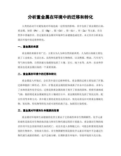 分析重金属在环境中的迁移和转化