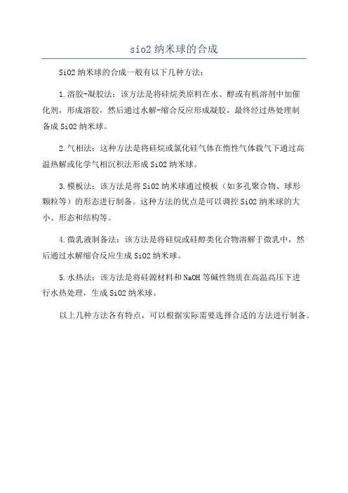 sio2纳米球的合成