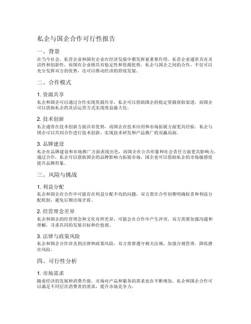 私企与国企合作可行性报告