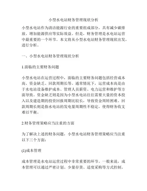 小型水电站财务管理现状分析