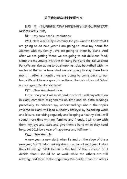 关于我的新年计划英语作文