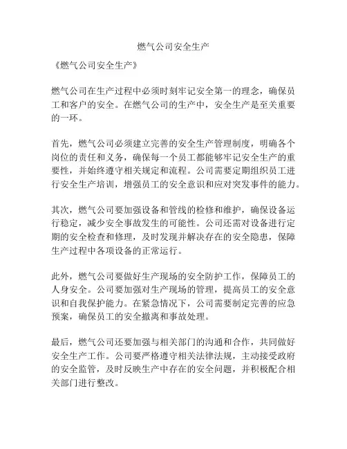 燃气公司安全生产