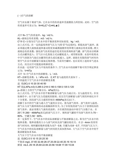 空气在水中的溶解度