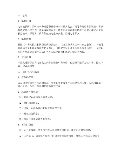 职业中毒事件应急处理预案