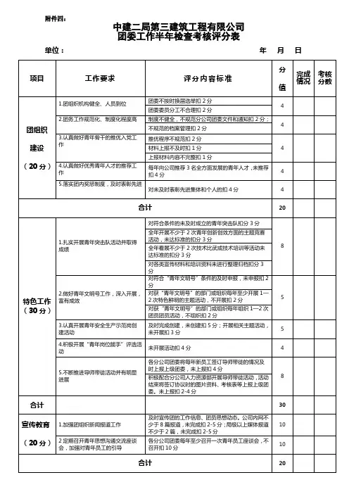 团委考核表